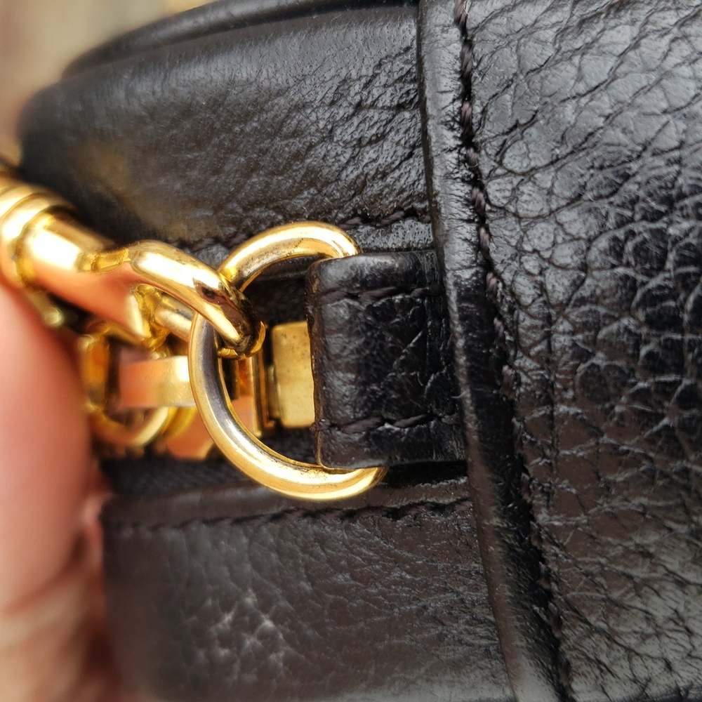 Vintage MCM Black Leather Gold Chain Mini Crossbody Bag Made in Germany Classic - Picture 15 of 17